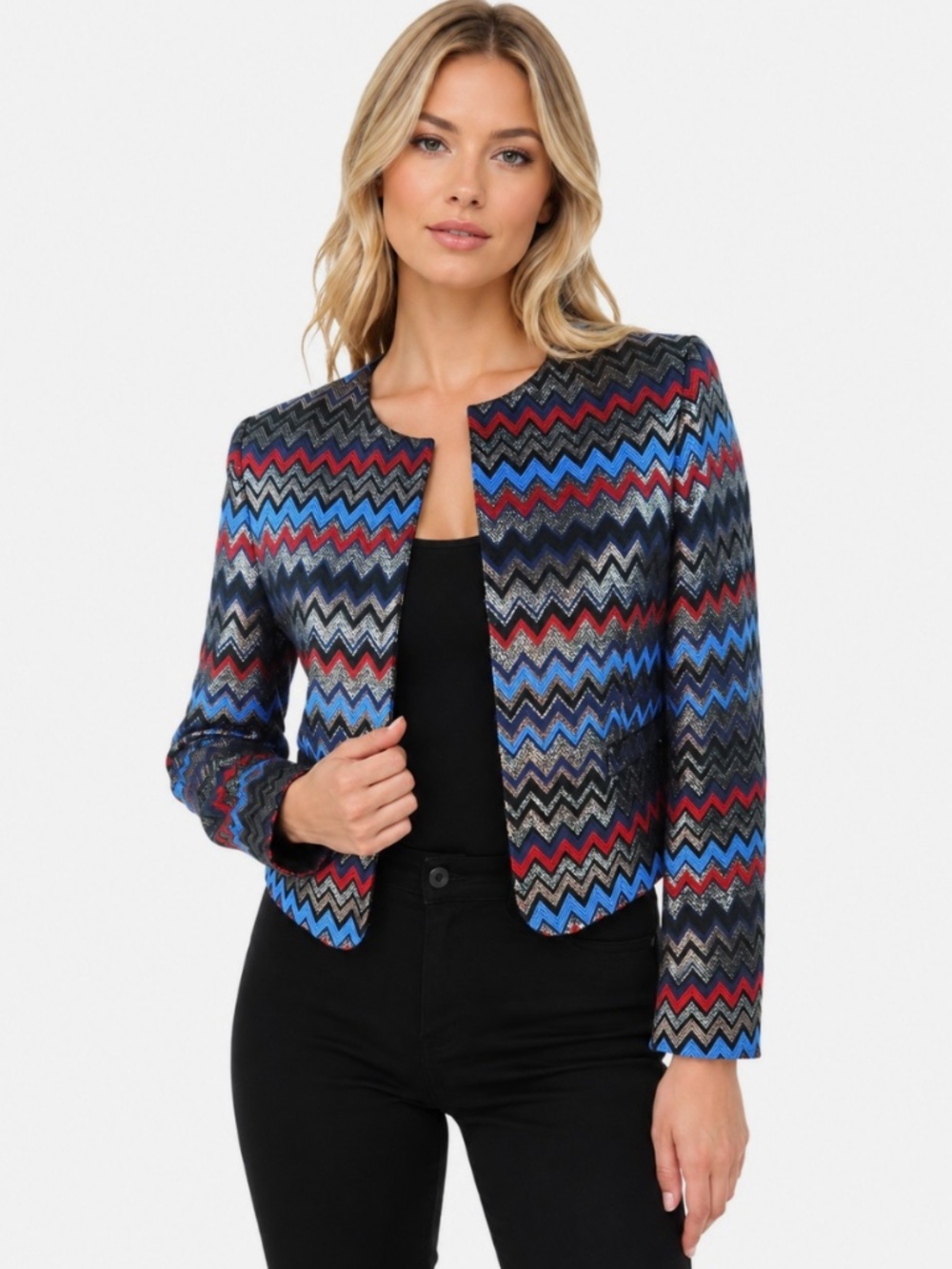 NEW! Alice Olivia Kidman Box Blazer Metallic Print Blazer Size XS